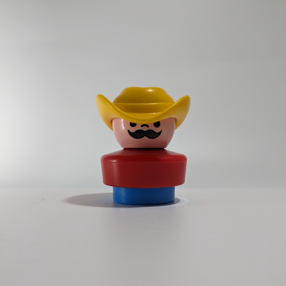 Fisher Price Chunky Little People 1990 With Mustache & Cowboy Hat